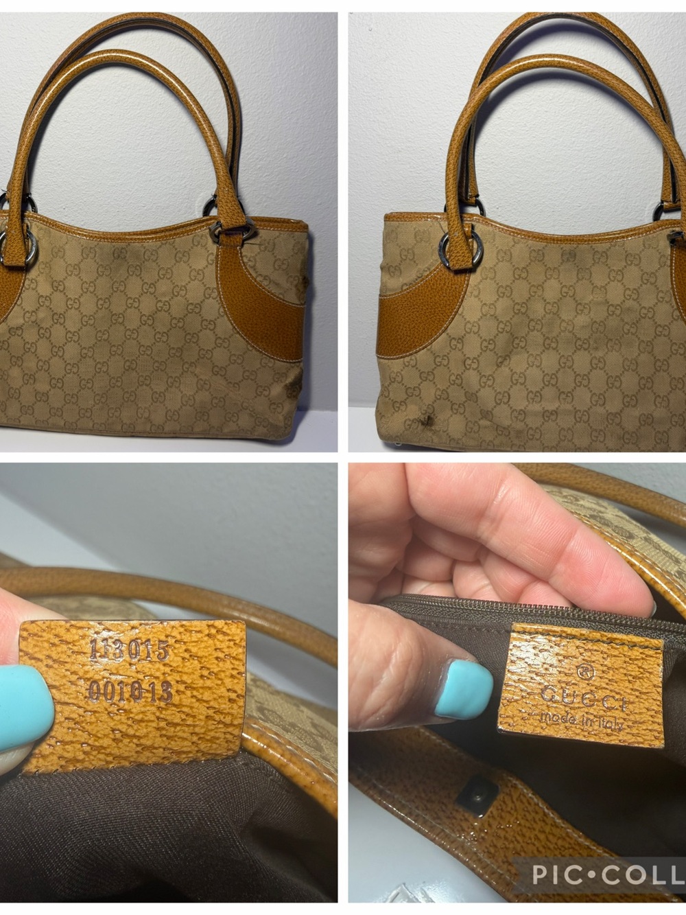 Gucci Beige Brown GG Canvas with aftermarket Floral Appliqué Shoulder Bag w COA - Picture 16 of 16